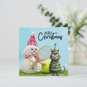 Weihnachten im Tennis mit Snowman und Tennisball-K (Stehend Vorderseite)