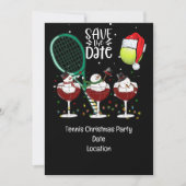 Weihnachten im Tennis mit Snowman-Weihnachtsmannmü Einladung (Vorderseite)