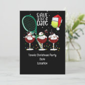 Weihnachten im Tennis mit Snowman-Weihnachtsmannmü Einladung (Stehend Vorderseite)