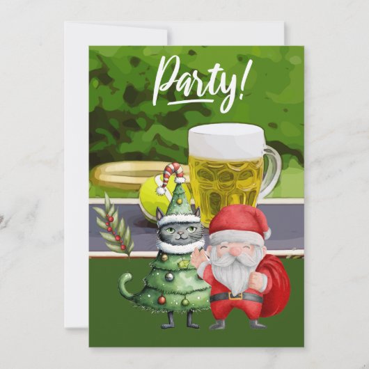 Weihnachten im Tennis mit Weihnachtsball und Bier Einladung (Vorderseite)