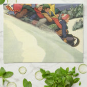 Weihnachten im Tessin, Kinder Rodelbahn mit Aussic Geschirrtuch (Gefaltet)