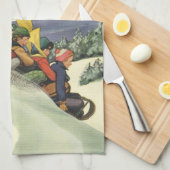 Weihnachten im Tessin, Kinder Rodelbahn mit Aussic Geschirrtuch (Viertel Falte)