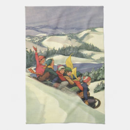 Weihnachten im Tessin, Kinder Rodelbahn mit Aussic Geschirrtuch