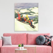 Weihnachten im Tessin, Kinder Rodelbahn mit Aussic Leinwanddruck (Insitu (Wohnzimmer))