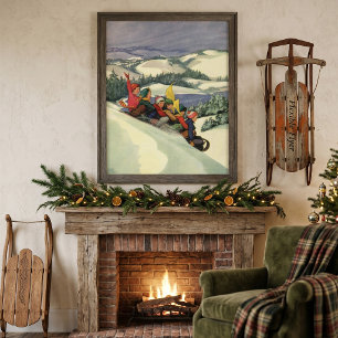 Weihnachten im Tessin, Kinder Rodelbahn mit Aussic Poster