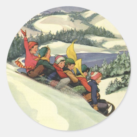 Weihnachten im Tessin, Kinder Rodelbahn mit Aussic Runder Aufkleber (Vorderseite)