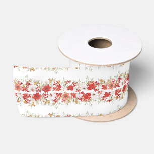 Weihnachten im Überfluss elegantes rotes botanisch Satinband