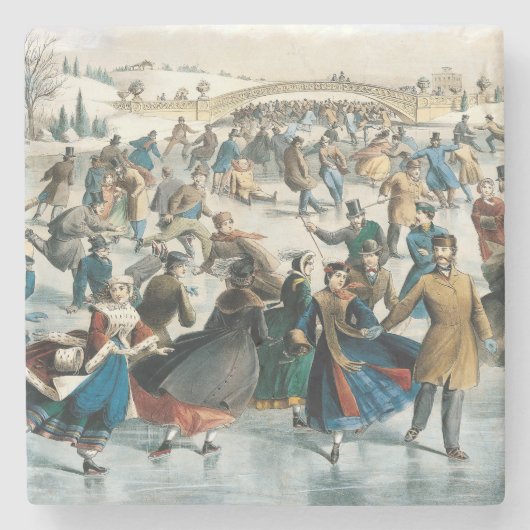 Weihnachten im viktorianischen Central Park Currie Steinuntersetzer (Vorderseite)