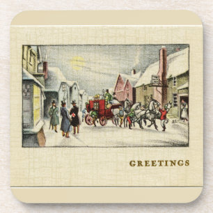 Weihnachten im viktorianischen Stadtbild Getränkeuntersetzer