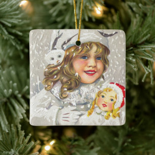 Weihnachten im viktorianischen Stil - Mädchen mit  Keramikornament