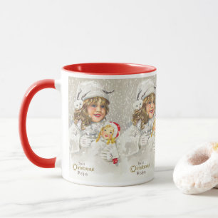 Weihnachten im viktorianischen Stil: Mädchen mit P Tasse