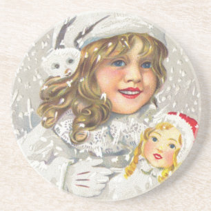 Weihnachten im viktorianischen Stil - Mädchen mit  Untersetzer