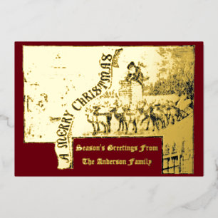 Weihnachten im viktorianischen Zeitalter 1887 Sant Folien Feiertagskarte
