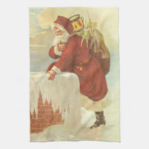 Weihnachten im viktorianischen Zeitalter: Santa Cl Geschirrtuch