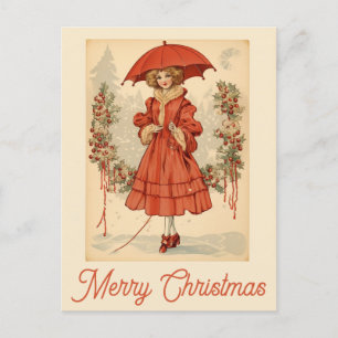 Weihnachten im Vintage-Look: Viktorianische Frau i Postkarte