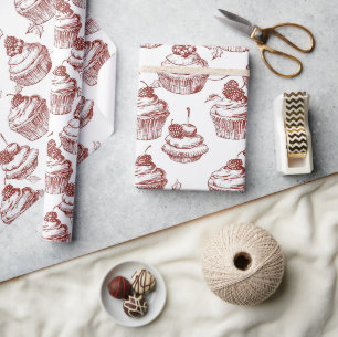 Weihnachten im Vintage-Rot Geschenkpapier