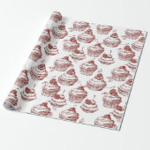 Weihnachten im Vintage-Rot Geschenkpapier (Ungerollt)