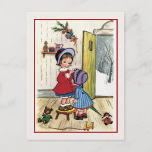 Weihnachten im Vintage-Stil 2 kleine Mädchen, Spie