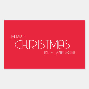 Weihnachten im Vintage-Stil, Art Deco Text Rechteckiger Aufkleber