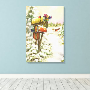 Weihnachten im Vintage-Stil, Briefkästen in Winter Leinwanddruck