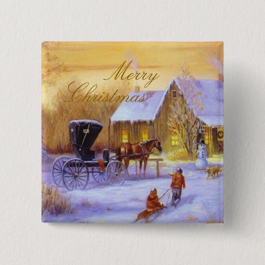 Weihnachten im Vintage-Stil Button (Vorderseite)