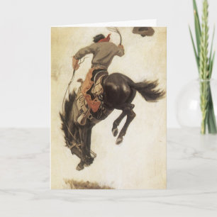 Weihnachten im Vintage-Stil, Cowboy auf einem bock