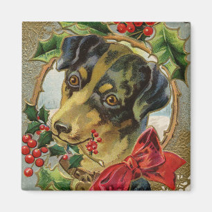 Weihnachten im Vintage-Stil, Dachshund-Welpe mit S Magnet