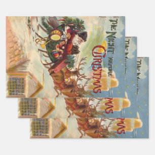 Weihnachten im Vintage-Stil, Die Nacht vor Weihnac Geschenkpapier Set