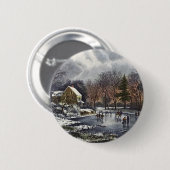 Weihnachten im Vintage-Stil, Eisläufer auf dem Tei Button (Vorne & Hinten)