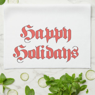 Weihnachten im Vintage-Stil, Frohe Feiertage Text  Geschirrtuch