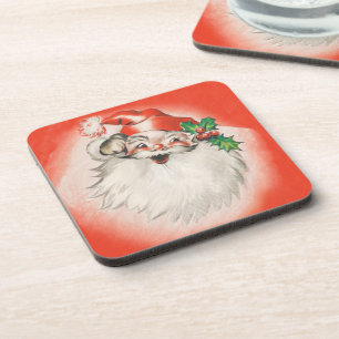 Weihnachten im Vintage-Stil, fröhlicher Retro-Sant Getränkeuntersetzer
