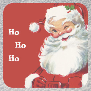Weihnachten im Vintage-Stil, fröhlicher Santa Clau Quadratischer Aufkleber