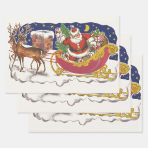 Weihnachten im Vintage-Stil, fröhlicher Weihnachts Geschenkpapier Set