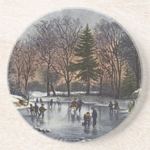 Weihnachten im Vintage-Stil, Früher Winter - Schli Sandstein Untersetzer