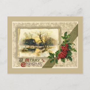 Weihnachten im Vintage-Stil, gerahmte Winterlandsc