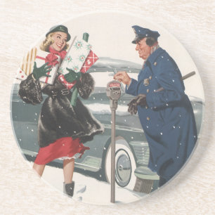 Weihnachten im Vintage-Stil, Geschenke einkaufen P Untersetzer