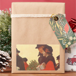 Weihnachten im Vintage-Stil, Geschenkeinkauf für L Rechteckiger Aufkleber