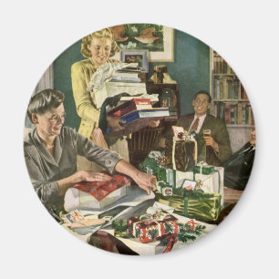 Weihnachten im Vintage-Stil, glückliche Familie be Magnet