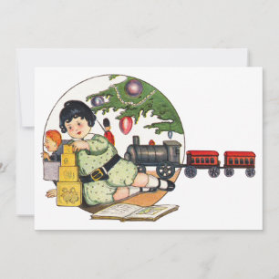 Weihnachten im Vintage-Stil, Glücklicher Junge spi Einladung