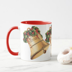 Weihnachten im Vintage-Stil Goldene Glocken, Frohe Tasse