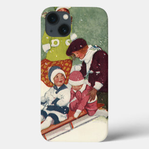 Weihnachten im Vintage-Stil, Kinder beim Schlitten Case-Mate iPhone Hülle