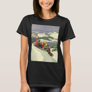 Weihnachten im Vintage-Stil, Kinder beim Schlitten T-Shirt