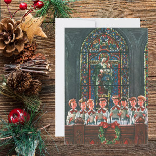 Weihnachten im Vintage-Stil: Kinder singen im Chor Einladung