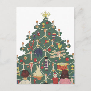 Weihnachten im Vintage-Stil: Kinder um einen gesch