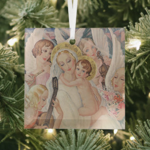 Weihnachten im Vintage-Stil, Madonna mit Kind (193 Ornament Aus Glas