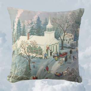 Weihnachten im Vintage-Stil, Menschen auf dem Weg  Kissen