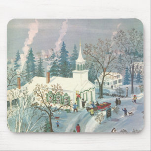 Weihnachten im Vintage-Stil, Menschen auf dem Weg  Mousepad