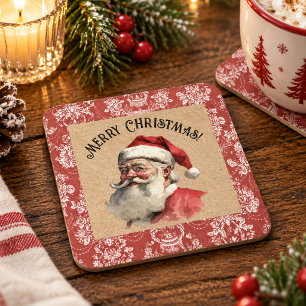 Weihnachten im Vintage-Stil mit Santa Claus Rechteckiger Pappuntersetzer
