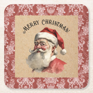 Weihnachten im Vintage-Stil mit Santa Claus Rechteckiger Pappuntersetzer