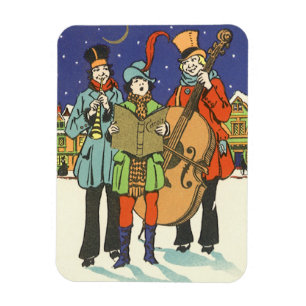 Weihnachten im Vintage-Stil, Musiker beim Singen v Magnet